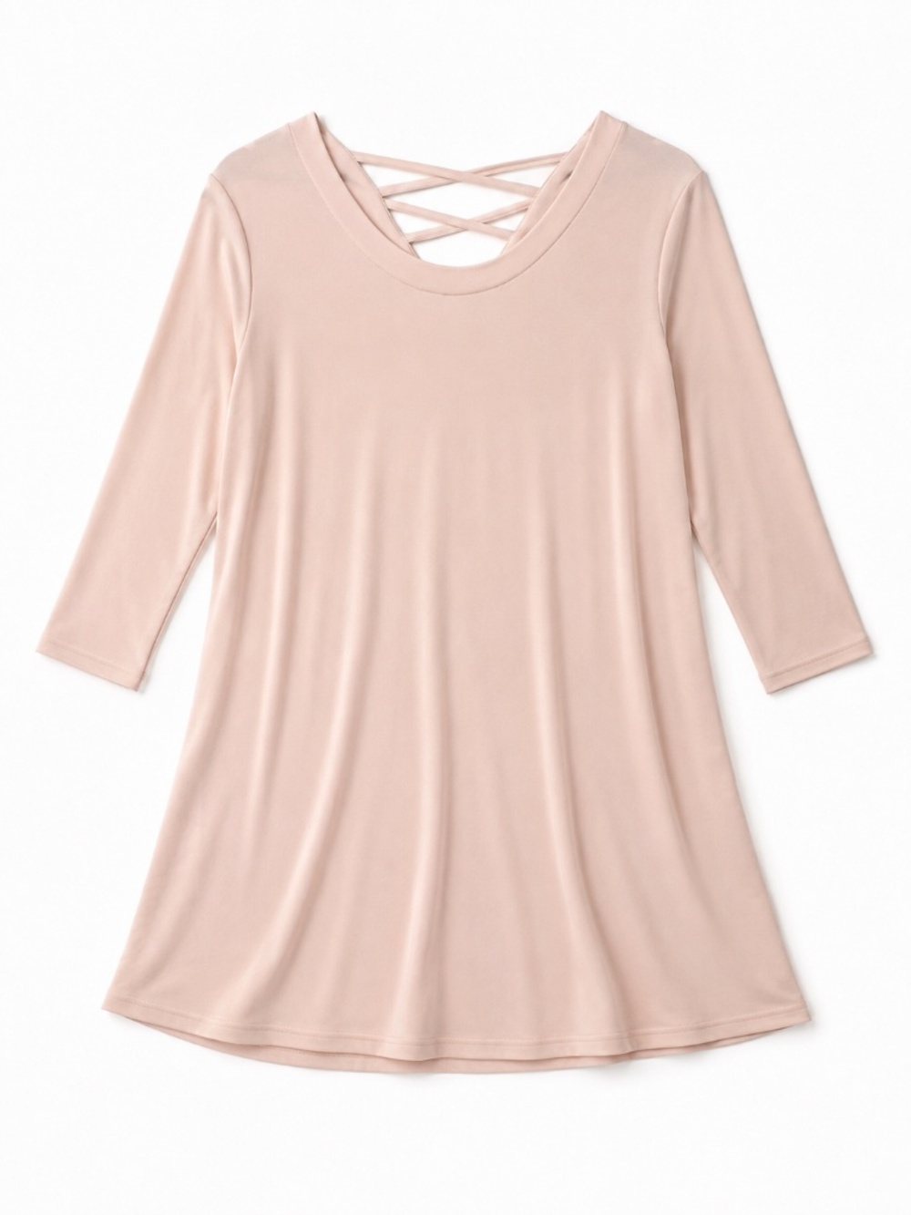 Simpli tunic/mini dress 12 pink A line 3/4 sleeve stretch soft scoop neck Aline